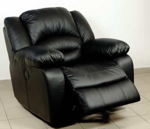 Bőr fotel fekete valódi bőrrel motoros lábtartóval raktárról - Tessin