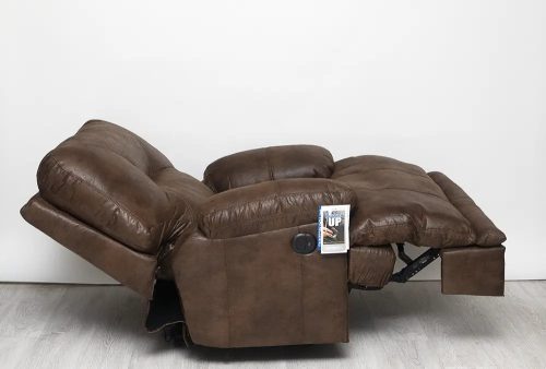 Fekvőfotel - motoros relax fotel gesztenyebarna textilbőr - Voyager