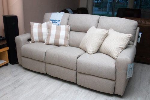 3 személyes kanapé relax lábtartóval, háttámlával  bézs színű szövet kárpittal raktárról - Westport